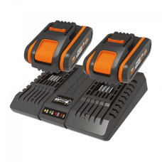 Комплект WORX WA3610 20V: 2 аккумулятора 2Ач и двойное зарядное устройство 1А Комплект WORX WA3610 20V: 2 аккумулятора 2Ач и двойное зарядное устройство 1А