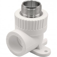 Угольник THERMOLIGHT комбинированный PP-R НР с креплением 25х3/4" белый (10/80) Угольник THERMOLIGHT комбинированный PP-R НР с креплением 25х3/4" белый (10/80)