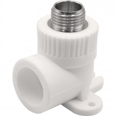 Угольник THERMOLIGHT комбинированный PP-R НР с креплением 25х1/2" белый (10/100) Угольник THERMOLIGHT комбинированный PP-R НР с креплением 25х1/2" белый (10/100)