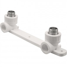 Угольник THERMOLIGHT комбинированный PP-R НР с креплением двойной 20х1/2" белый (5/25) Угольник THERMOLIGHT комбинированный PP-R НР с креплением двойной 20х1/2" белый (5/25)