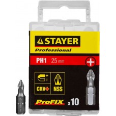 STAYER PH1, 25 мм, 10 шт., биты ProFix Phillips 26201-1-25-10_z01 STAYER PH1, 25 мм, 10 шт., биты ProFix Phillips 26201-1-25-10_z01