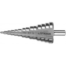 STAYER 4-39 мм, 14 ступеней, HSS, сверло ступенчатое 29660-4-39-14 STAYER 4-39 мм, 14 ступеней, HSS, сверло ступенчатое 29660-4-39-14