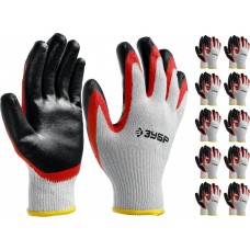 ЗУБР L-XL, 13 класс, 10 пар, повышенной износостойкости, трикотажные, х/б, перчатки с двойным латексным обливом 11459-K10 Мастер ЗУБР L-XL, 13 класс, 10 пар, повышенной износостойкости, трикотажные, х/б, перчатки с двойным латексным обливом 11459-K10 Мастер
