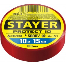 STAYER 10м х 15 мм, красная, Protect-10 изолента ПВХ 12291-R_z01 Professional STAYER 10м х 15 мм, красная, Protect-10 изолента ПВХ 12291-R_z01 Professional
