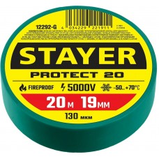 STAYER 19 мм, 20 м, цвет зеленый, изолента ПВХ не поддерживает горение Protect-20 12292-G STAYER 19 мм, 20 м, цвет зеленый, изолента ПВХ не поддерживает горение Protect-20 12292-G