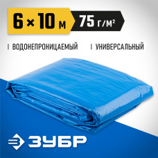 ЗУБР 6 м х 10 м, плотность 75 г/м, тент-полотно универсальный 12550-06-10 ЗУБР 6 м х 10 м, плотность 75 г/м, тент-полотно универсальный 12550-06-10