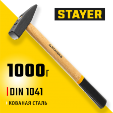 STAYER 1000 г, молоток слесарный с деревянной рукояткой 2002-10 STAYER 1000 г, молоток слесарный с деревянной рукояткой 2002-10