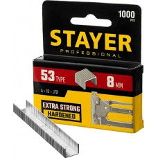 STAYER скобы тип 53 (A / 10 / JT21), 8 мм, 1000 шт., закаленные, особотвердые, скобы для степлера тонкие 3159-08_z02 Professional STAYER скобы тип 53 (A / 10 / JT21), 8 мм, 1000 шт., закаленные, особотвердые, скобы для степлера тонкие 3159-08_z02 Professional