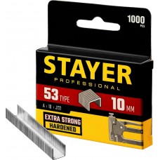 STAYER скобы тип 53 (A / 10 / JT21), 10 мм, 1000 шт., закаленные, особотвердые, скобы для степлера тонкие 3159-10_z02 Professional STAYER скобы тип 53 (A / 10 / JT21), 10 мм, 1000 шт., закаленные, особотвердые, скобы для степлера тонкие 3159-10_z02 Professional