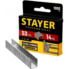 STAYER скобы тип 53 (A / 10 / JT21), 14 мм, 1000 шт., закаленные, особотвердые, скобы для степлера тонкие 3159-14_z02 Professional STAYER скобы тип 53 (A / 10 / JT21), 14 мм, 1000 шт., закаленные, особотвердые, скобы для степлера тонкие 3159-14_z02 Professional