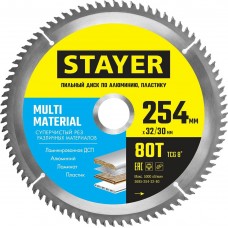 STAYER MULTI MATERIAL 254 x 32/30мм 80Т, диск пильный по алюминию, супер чистый рез STAYER MULTI MATERIAL 254 x 32/30мм 80Т, диск пильный по алюминию, супер чистый рез