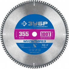 ЗУБР 355 х 25.4 мм, 100Т, диск пильный по алюминию Мультирез 36907-355-25.4-100_z01 ЗУБР 355 х 25.4 мм, 100Т, диск пильный по алюминию Мультирез 36907-355-25.4-100_z01