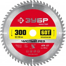 ЗУБР Чистый рез, 300 x 32/30 мм, 60Т, пильный диск по дереву (36914-300-32-60_z01) ЗУБР Чистый рез, 300 x 32/30 мм, 60Т, пильный диск по дереву (36914-300-32-60_z01)