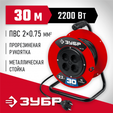 ЗУБР ПВС-207, ПВС, 2 х 0.75 мм2, 30 м, 2200 Вт, удлинитель на катушке (55083-30_z01) ЗУБР ПВС-207, ПВС, 2 х 0.75 мм2, 30 м, 2200 Вт, удлинитель на катушке (55083-30_z01)