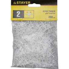 STAYER 2 мм, Х-образные, 200 шт., крестики для кафельной плитки 3380-2 STAYER 2 мм, Х-образные, 200 шт., крестики для кафельной плитки 3380-2