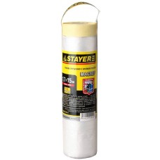 STAYER 1,7 х 15 м, 9 мкм, пленка укрывная с клейкой лентой маскер 12255-170-15 STAYER 1,7 х 15 м, 9 мкм, пленка укрывная с клейкой лентой маскер 12255-170-15