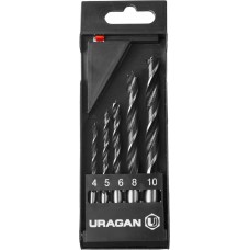 URAGAN 5 шт., Ø 4-5-6-8-10 мм, набор спиральных сверл по дереву 29419-H5 URAGAN 5 шт., Ø 4-5-6-8-10 мм, набор спиральных сверл по дереву 29419-H5