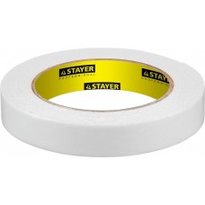 STAYER 19 мм х 5 м, белая, на вспененной основе, двусторонняя клейкая лента (скотч) 12231-19-05 STAYER 19 мм х 5 м, белая, на вспененной основе, двусторонняя клейкая лента (скотч) 12231-19-05