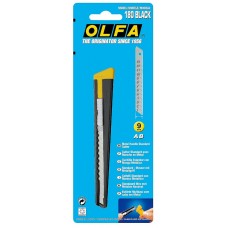 OLFA 9 мм, сегментированное лезвие, автофиксатор, нож OL-180-BLACK OLFA 9 мм, сегментированное лезвие, автофиксатор, нож OL-180-BLACK