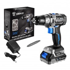 Дрель-шуруповерт аккумуляторная бесщеточная DEKO Sharker 20V, 20В, 1*3.0Ач 063-4037 Дрель-шуруповерт аккумуляторная бесщеточная DEKO Sharker 20V, 20В, 1*3.0Ач 063-4037