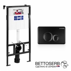 Инсталяция PESTAN SAVA FIX SLIM, клавиша смыва MORAVA, черный матовый