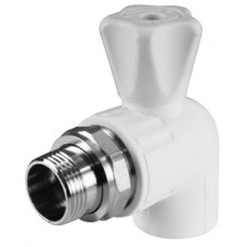 Кран шаровой с полусгоном PP-R угловой Ø25х1/2" VALFEX Белый (40/10) Кран шаровой с полусгоном PP-R угловой Ø25х1/2" VALFEX Белый (40/10)